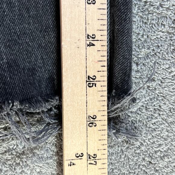 Lucky Legend Jeans Womens Size 12/31 Black Denim High Rise Wide Leg Raw Frayed - Picture 10 of 13